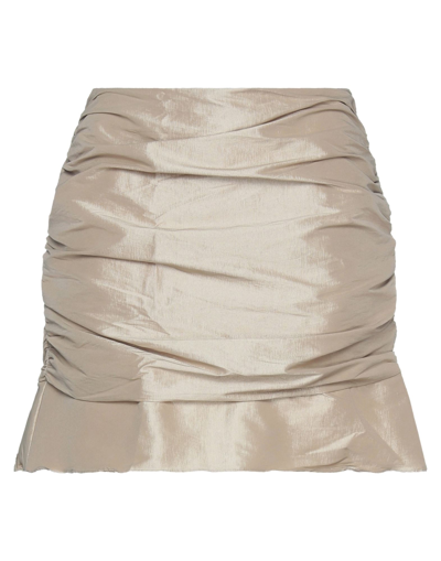 Shop Glamorous Woman Mini Skirt Beige Size 10 Polyester, Elastane