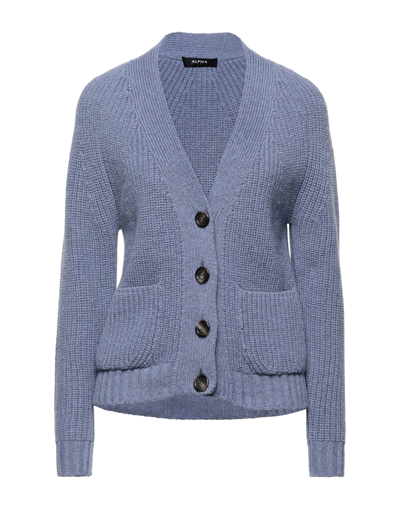 Shop Alpha Studio Woman Cardigan Slate Blue Size 6 Wool, Alpaca Wool, Polyamide