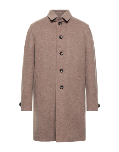 Shop Loden Tal Man Coat Light Brown Size 44 Merino Wool In Beige