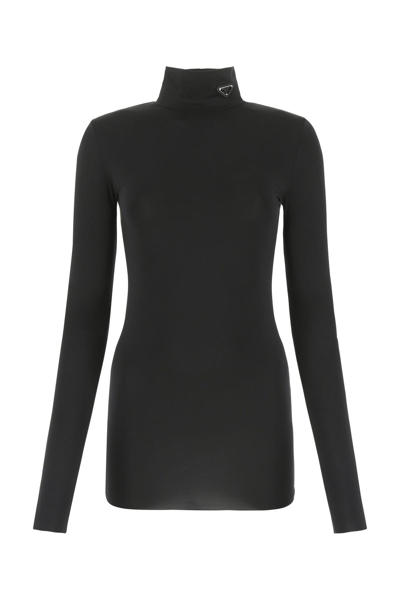 Prada Versatile Stretch Turtleneck Top With Long Sleeves
