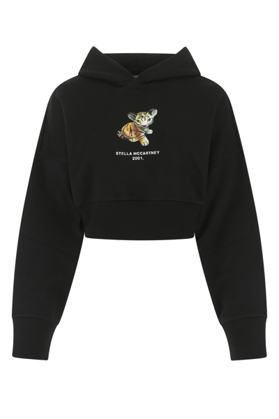 Stella Mccartney Ladies Black Tiger-print Cropped Hoodie