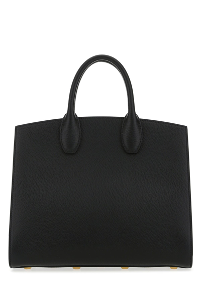 Ferragamo Black Leather The Studio Handbag