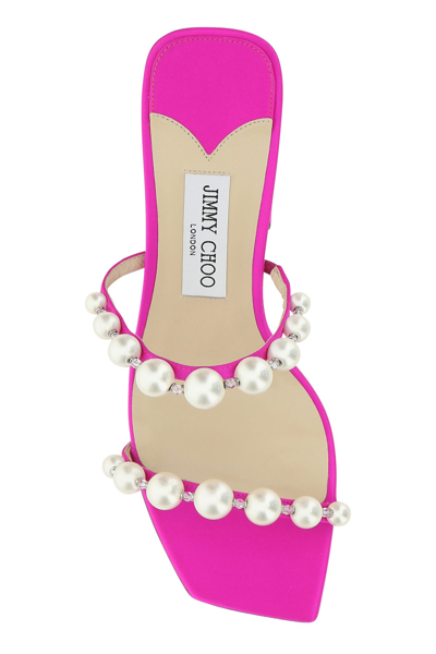 Jimmy Choo Fuchsia Satin Amara 85 Mules