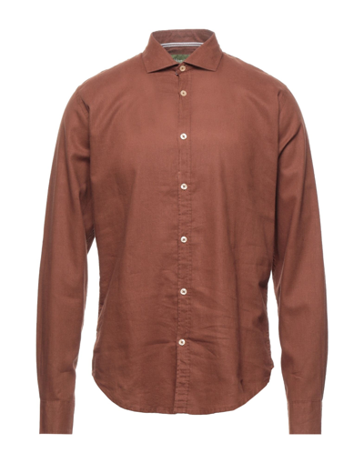 Shop Hermitage Man Shirt Brown Size Xl Linen
