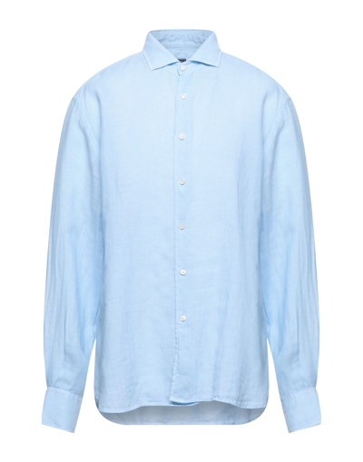 Shop Fedeli Man Shirt Sky Blue Size 17 ¾ Linen
