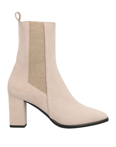 Shop Janet & Janet Woman Ankle Boots Beige Size 9 Soft Leather, Textile Fibers