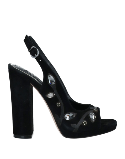 Shop Luciano Barachini Woman Sandals Black Size 10 Soft Leather