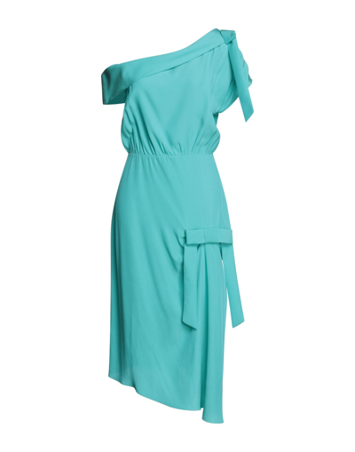 Shop Anna Molinari Woman Midi Dress Turquoise Size 14 Acetate, Viscose In Blue