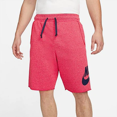 Shop Nike Men's Sportswear Sport Essentials French Terry Alumni Shorts In University Red/heather