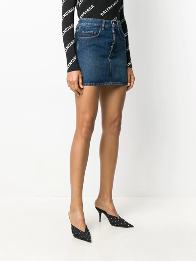 Shop Balenciaga Denim Mini Skirt In Blue