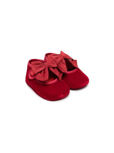 Shop Monnalisa Bow-detail Ballerina Shoes In Red