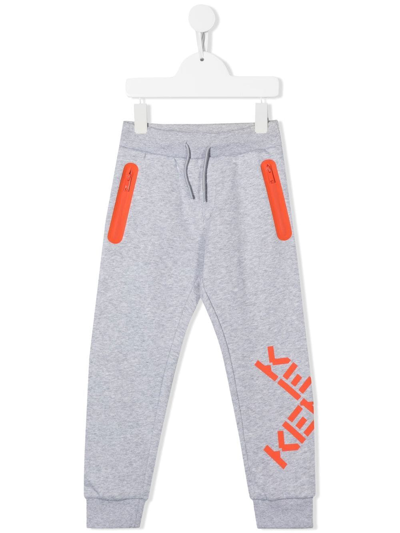 Shop Kenzo Cross Logo-print Track Pants In Grey