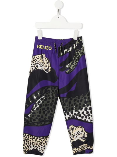 Shop Kenzo Graphic-print Rack Pants In Purple