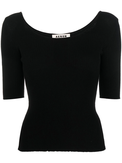Shop Aeron Ribbed-knit Detail Top In Black