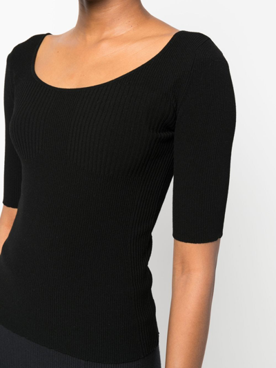 Shop Aeron Ribbed-knit Detail Top In Black