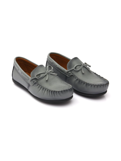 Shop Moustache Tie-fastened Slip-on Loafers In Grey