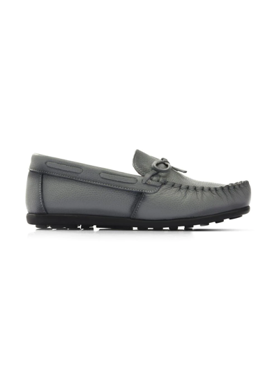 Shop Moustache Tie-fastened Slip-on Loafers In Grey