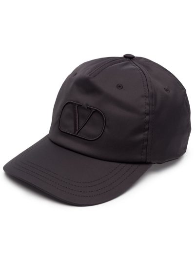 Shop Valentino Embroidered Logo Cap In Black