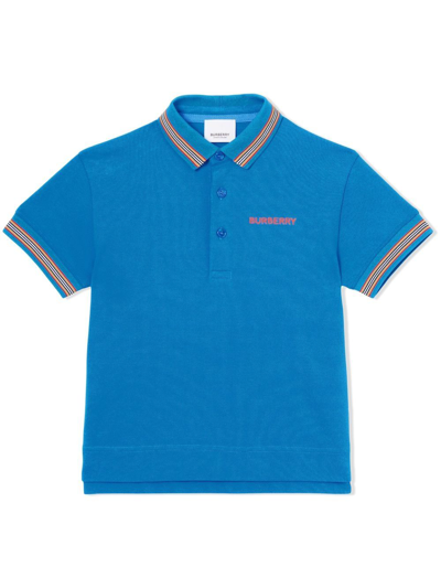 Shop Burberry Icon Stripe Short-sleeved Polo Shirt In Blue