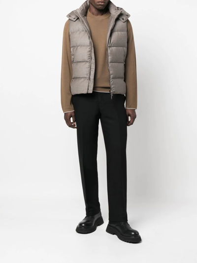 Moorer Hooded Sleeveless Padded Gilet In Neutrals