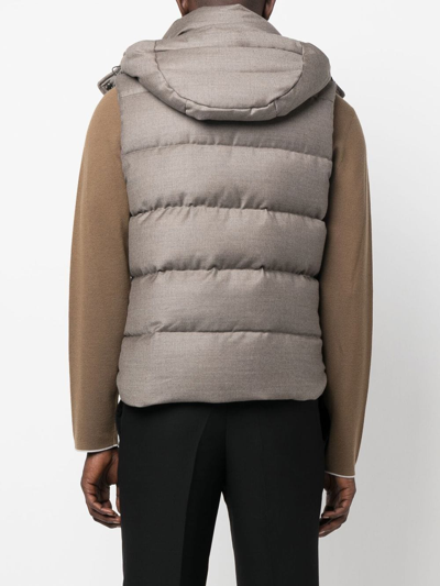 Moorer Hooded Sleeveless Padded Gilet In Neutrals