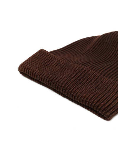 Shop Altea Ribbed-knit Virgin Wool Beanie In Brown