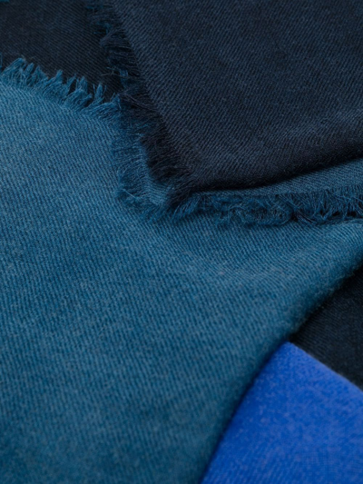 Shop Altea Colour-block Design Wool Scarf In Blue