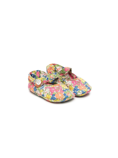 Shop Bonpoint Floral-print Ballerina Shoes In Pink