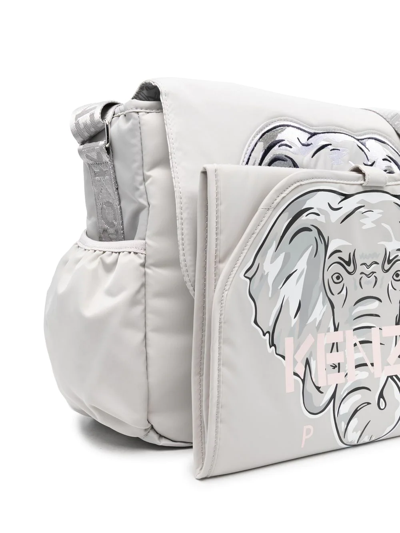 Shop Kenzo L'elephant Embroidered Shoulder Bag In Grey