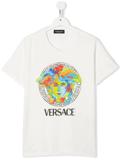 Shop Versace Teen Medusa-print T-shirt In White