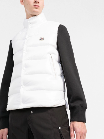 Shop Moncler Padded Down Gilet In White