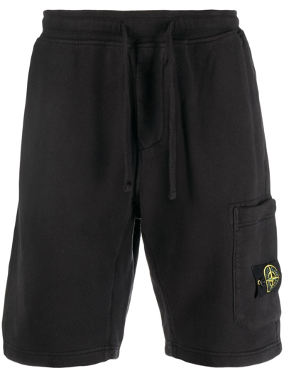 Shop Stone Island Logo-patch Cotton Track Shorts In Black