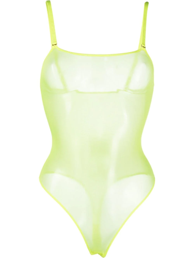 Shop Maison Close Corps À Corps Thong Bodysuit In Yellow