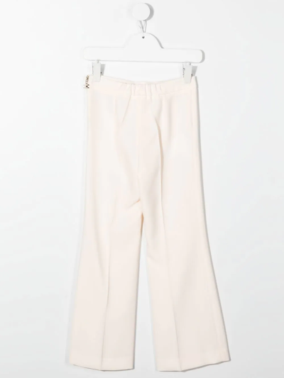 Shop Elisabetta Franchi La Mia Bambina Straight-leg Tailored Trousers In Neutrals