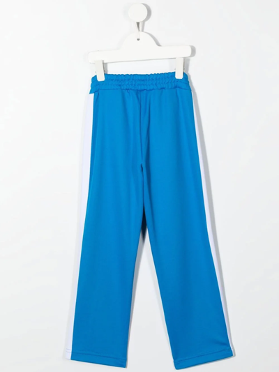 Palm Angels Kids Light Blue And White Joggers With Logo In Blue