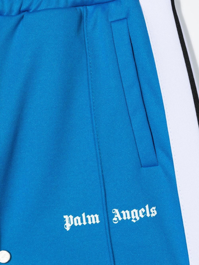 Palm Angels Kids Light Blue And White Joggers With Logo In Blue