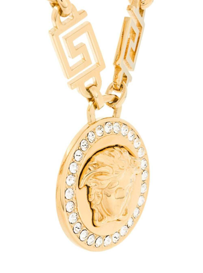 Shop Versace Medusa Chain Golden Metal Neckline With Strass  Woman In Metallic