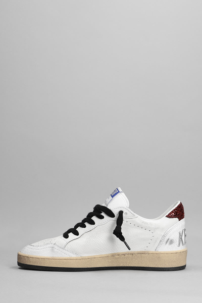 Shop Golden Goose Ball Star Sneakers In White Leather