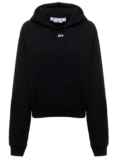 Shop Off-white Off White Womans Black Cotton Hoodie With Logo In White/black