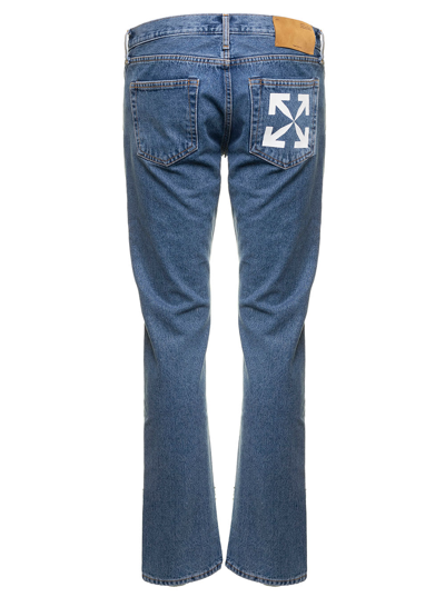 Shop Off-white Off White Mens Arrow Slim Fit Denim Jeans In Blu