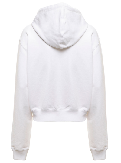 Shop Off-white Off White Womans White Cotton Hoodie With Logo Print In White/black