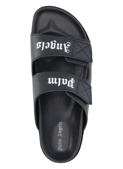 Shop Palm Angels Sandal With Logo In Black White