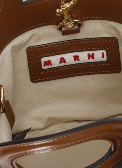 Shop Marni Tropicalia Micro Hand Bag In Dark Grey/moca