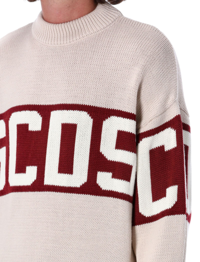 Shop Gcds Logo Band Sweater In Off White