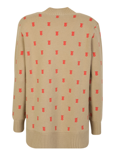Shop Burberry The  Cashmere Blend Cardigan Features The Unmistakable Brand Monogram In Beige