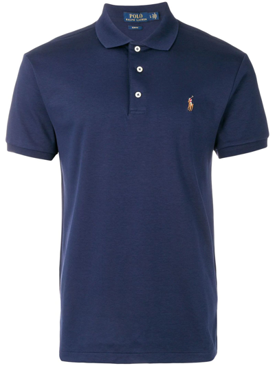 Shop Polo Ralph Lauren Blue Cotton Polo Shirt In Blu Navy