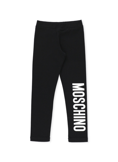 Shop Moschino Leggings With Logo In Nero/black