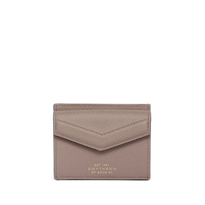Shop Smythson Envelope Card Case With Coin Purse In Panama In Taupe