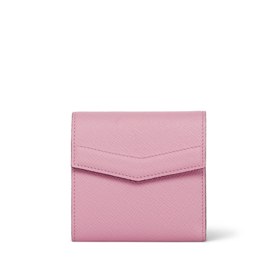 Shop Smythson Envelope Compact Wallet In Panama In Rose