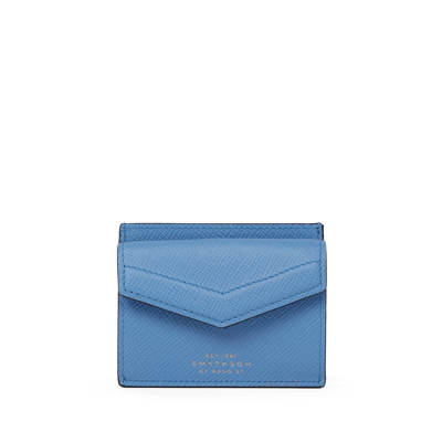 Shop Smythson Envelope Card Case With Coin Purse In Panama In Nile Blue